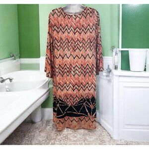 True Envy Womens Geo Print Dress Size 20W Multicolor Metal Collar Accent